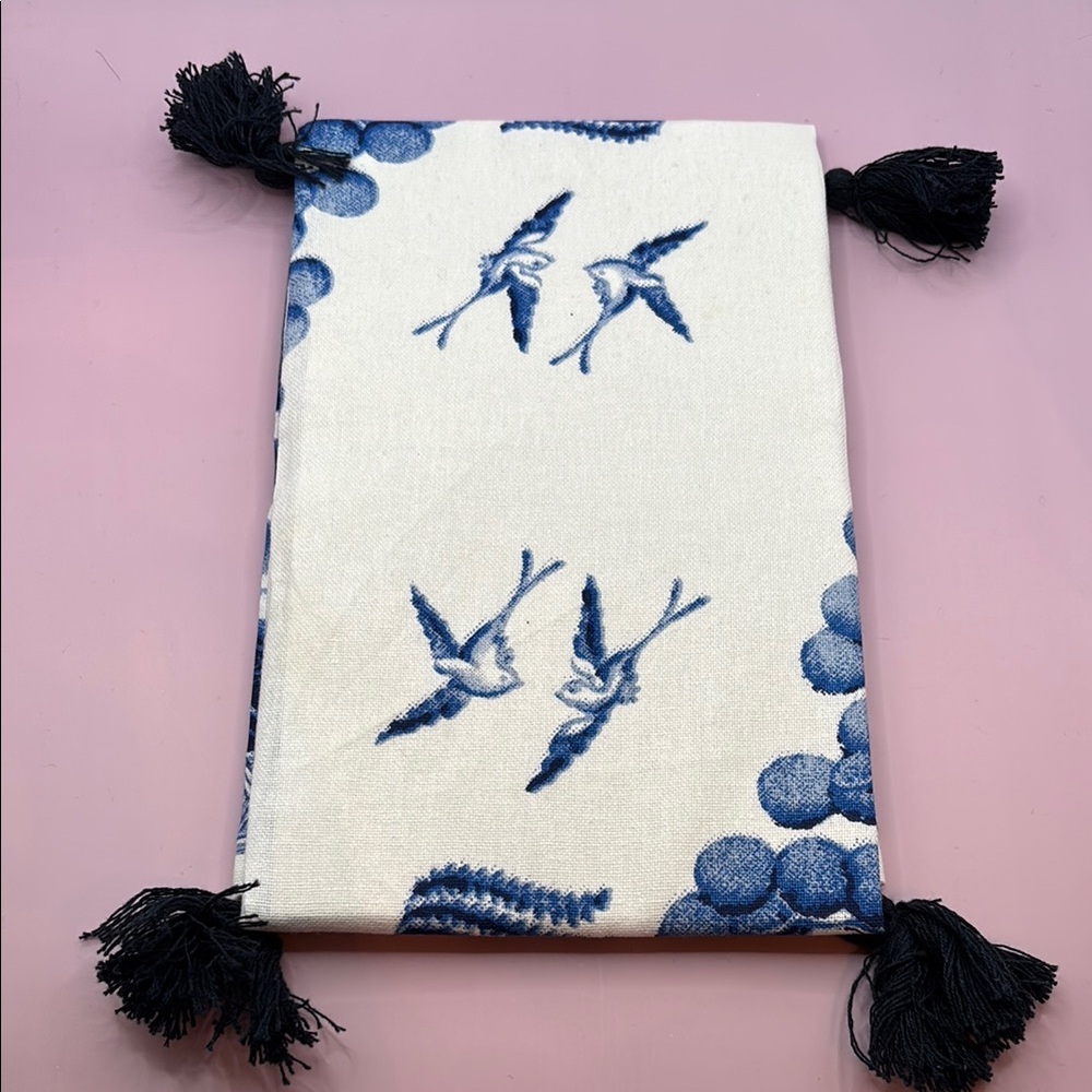 Two’s Company Blue &White Willow Dish Towels with Tassels - Set of 2 - Picture 8 of 11